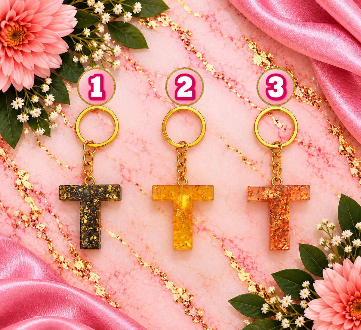 Handmade Resin Letter T Keychain – GLS DTF prints